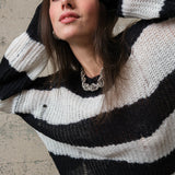 COZY Stripe Distressed Loose Pullover Sweater - alldeserved.com