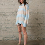 COZY Stripe Distressed Loose Pullover Sweater - alldeserved.com