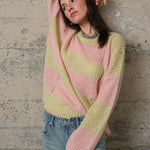COZY Stripe Distressed Loose Pullover Sweater - alldeserved.com