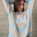 COZY Stripe Distressed Loose Pullover Sweater - alldeserved.com