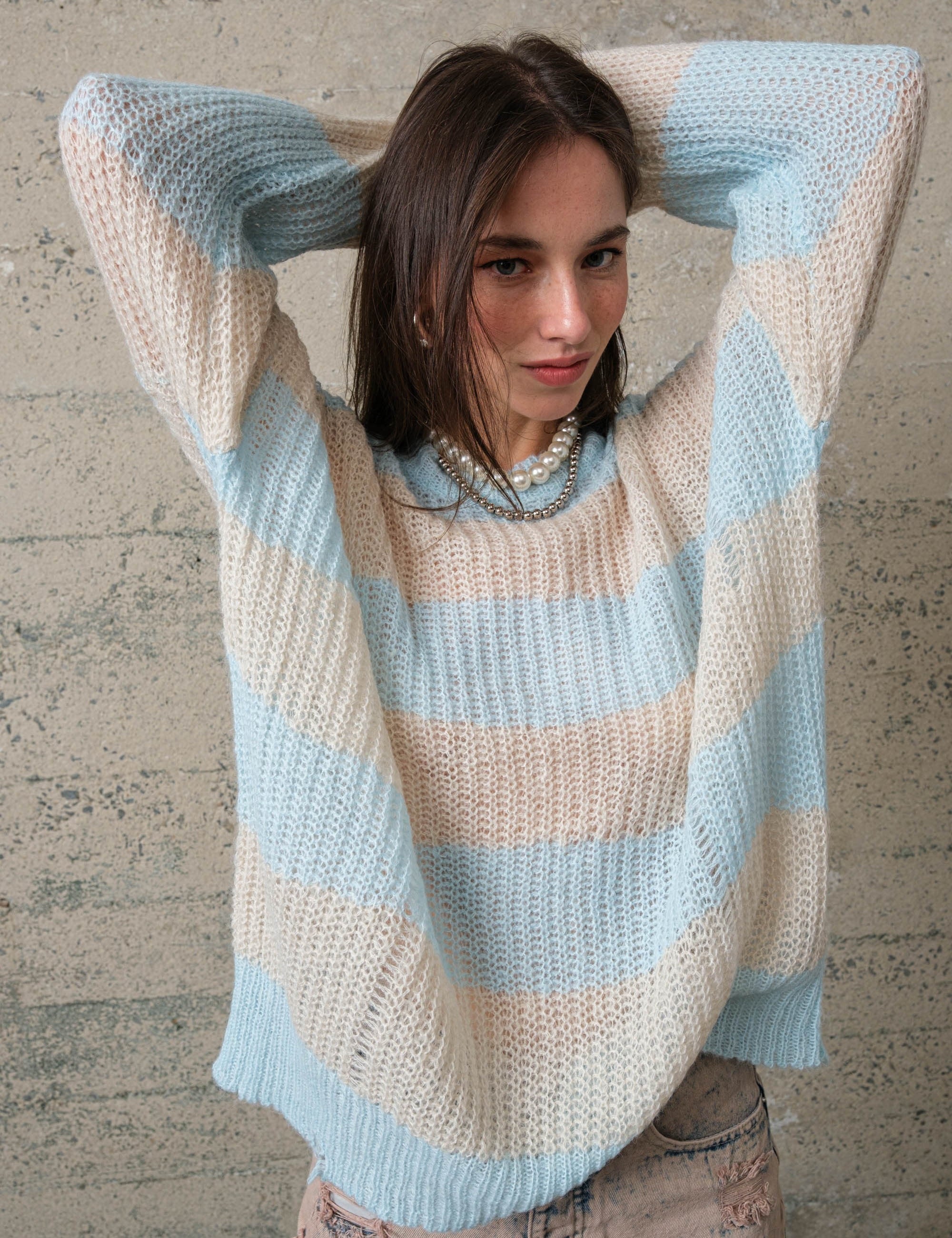 COZY Stripe Distressed Loose Pullover Sweater - alldeserved.com