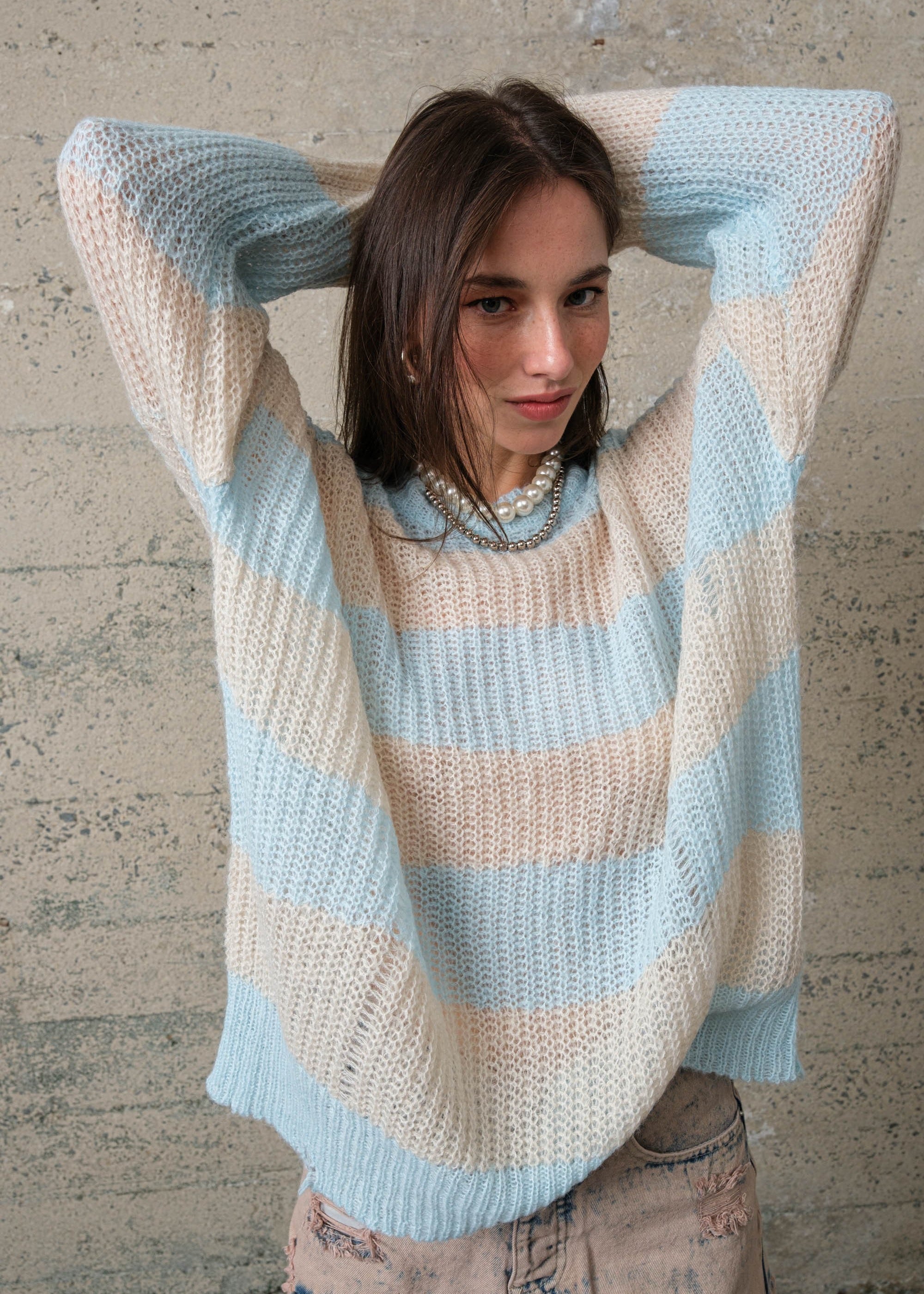 COZY Stripe Distressed Loose Pullover Sweater - alldeserved.com