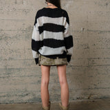COZY Stripe Distressed Loose Pullover Sweater - alldeserved.com