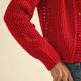 Heart To Heart Mesh Button-Down Cardigan - Red