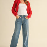 Heart To Heart Mesh Button-Down Cardigan - Red