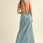 Elliot Backless A-Line Denim Maxi Dress - alldeserved.com