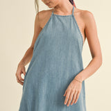 Elliot Backless A-Line Denim Maxi Dress - alldeserved.com