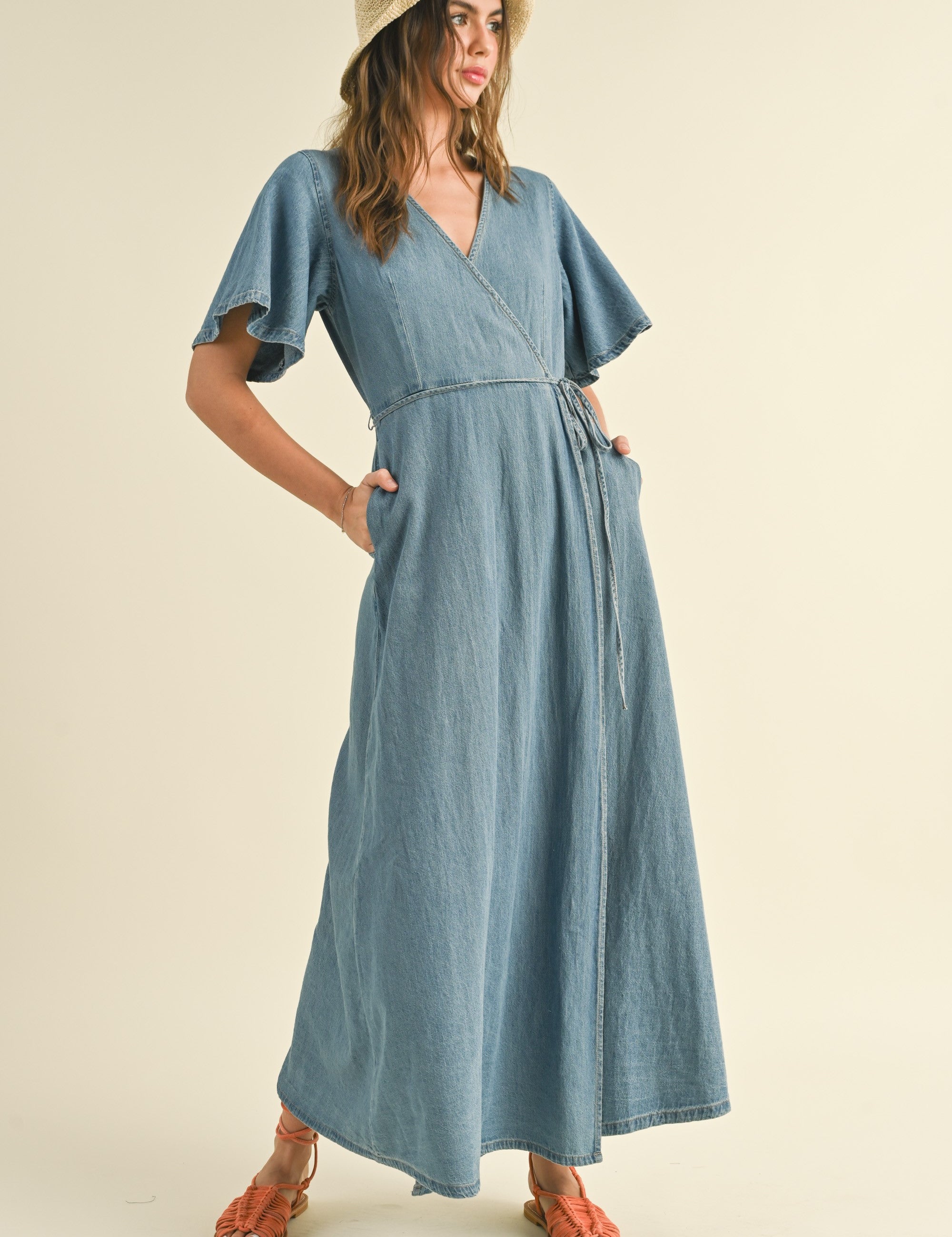 Bluebell Maxi Denim Wrap Dress - alldeserved.com
