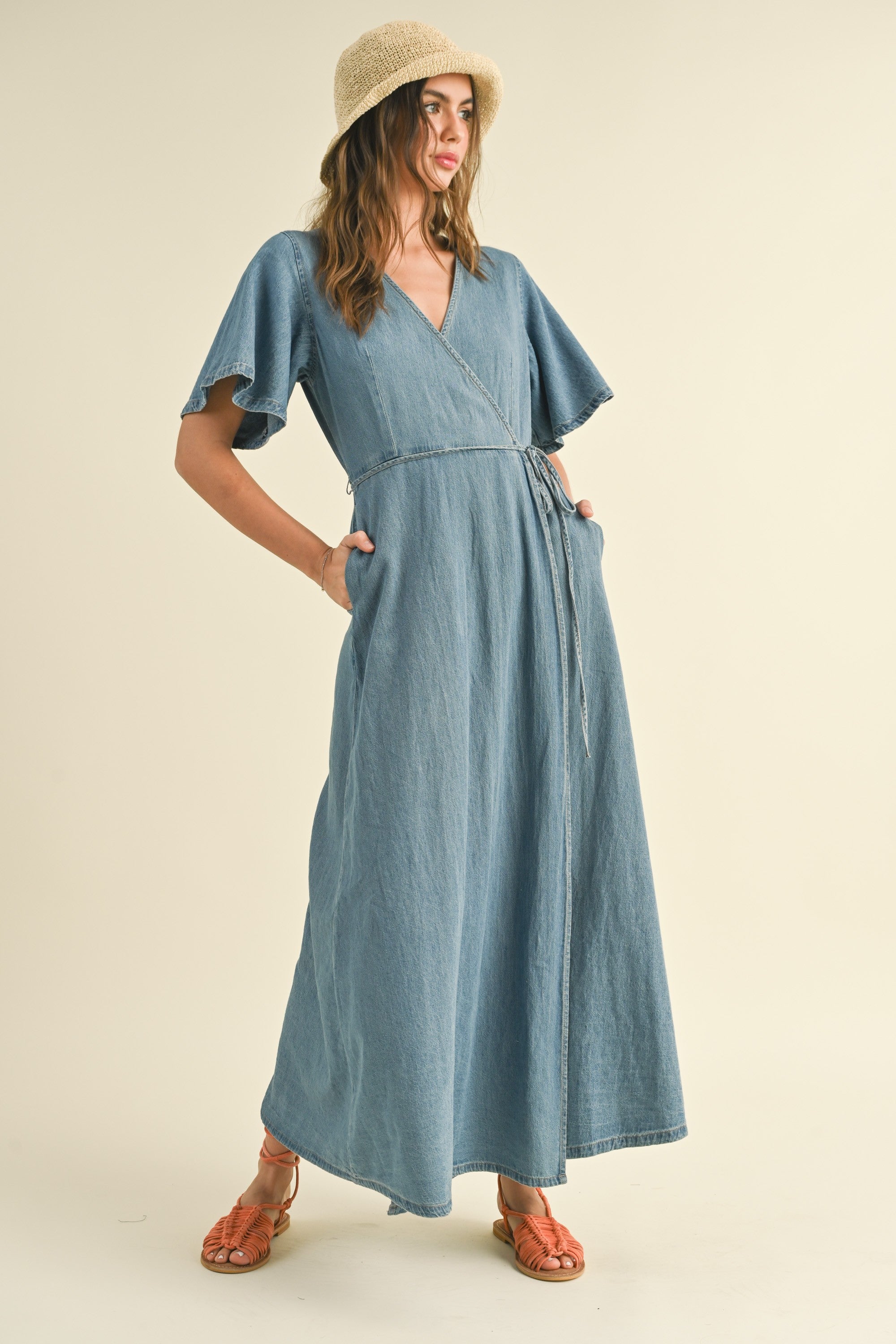 Lizbeth Denim Wrap Dress Small / Denim Lizbeth Denim Wrap Dress Small / Denim