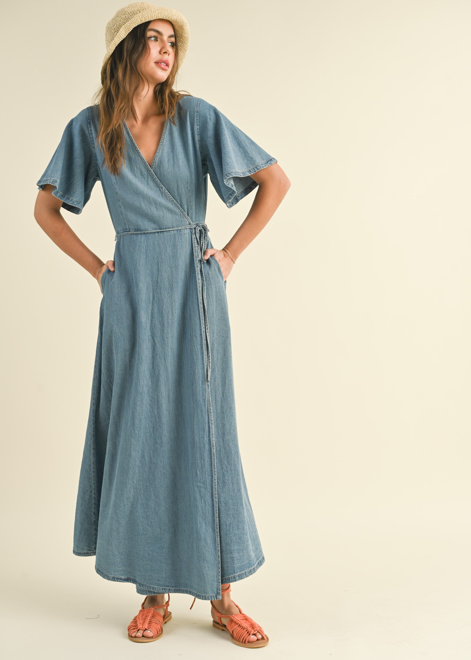 Bluebell Maxi Denim Wrap Dress - alldeserved.com