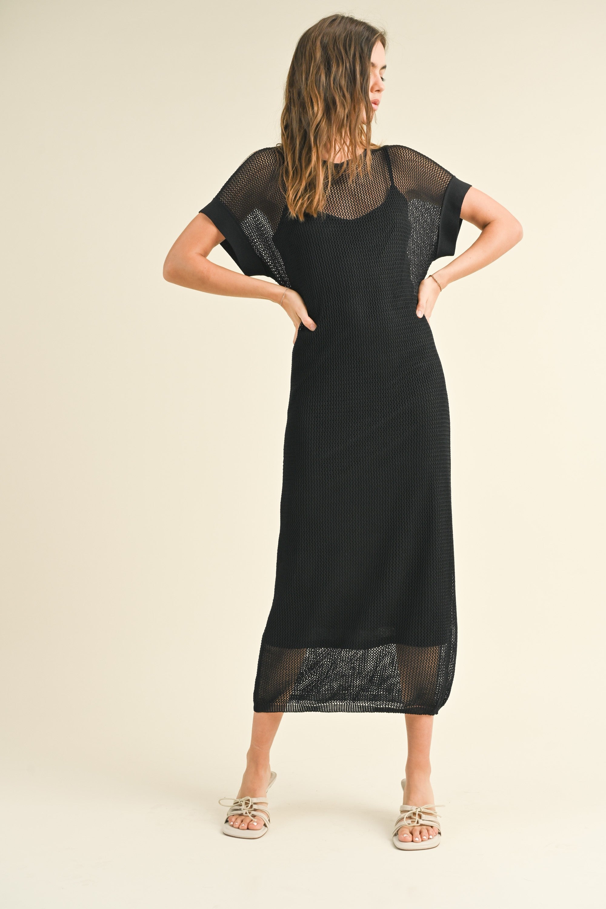 Ivy Mesh Long Dress with Slip – Black (Final Sale)