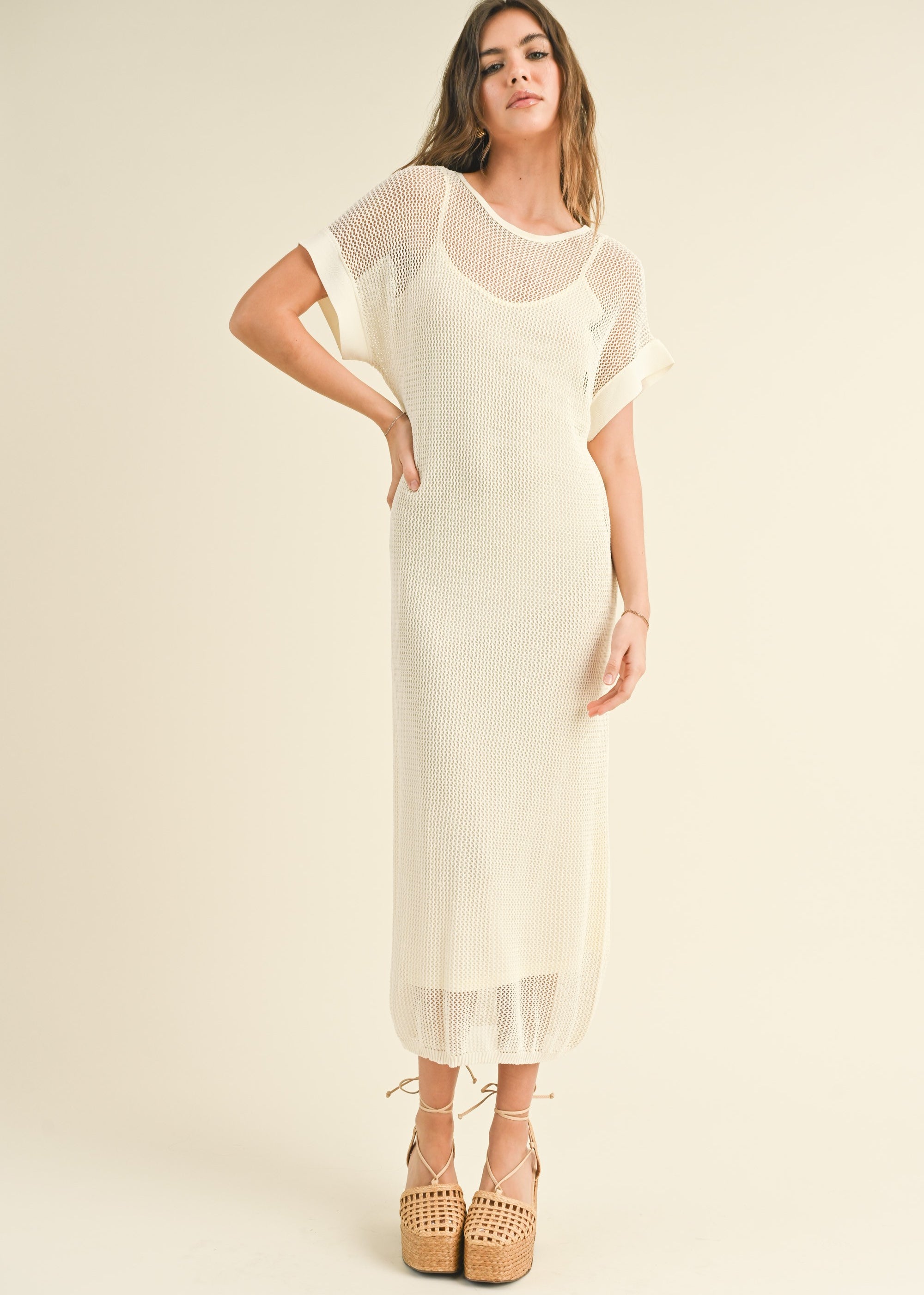 Ivy Mesh Long Dress with Slip - alldeserved.com