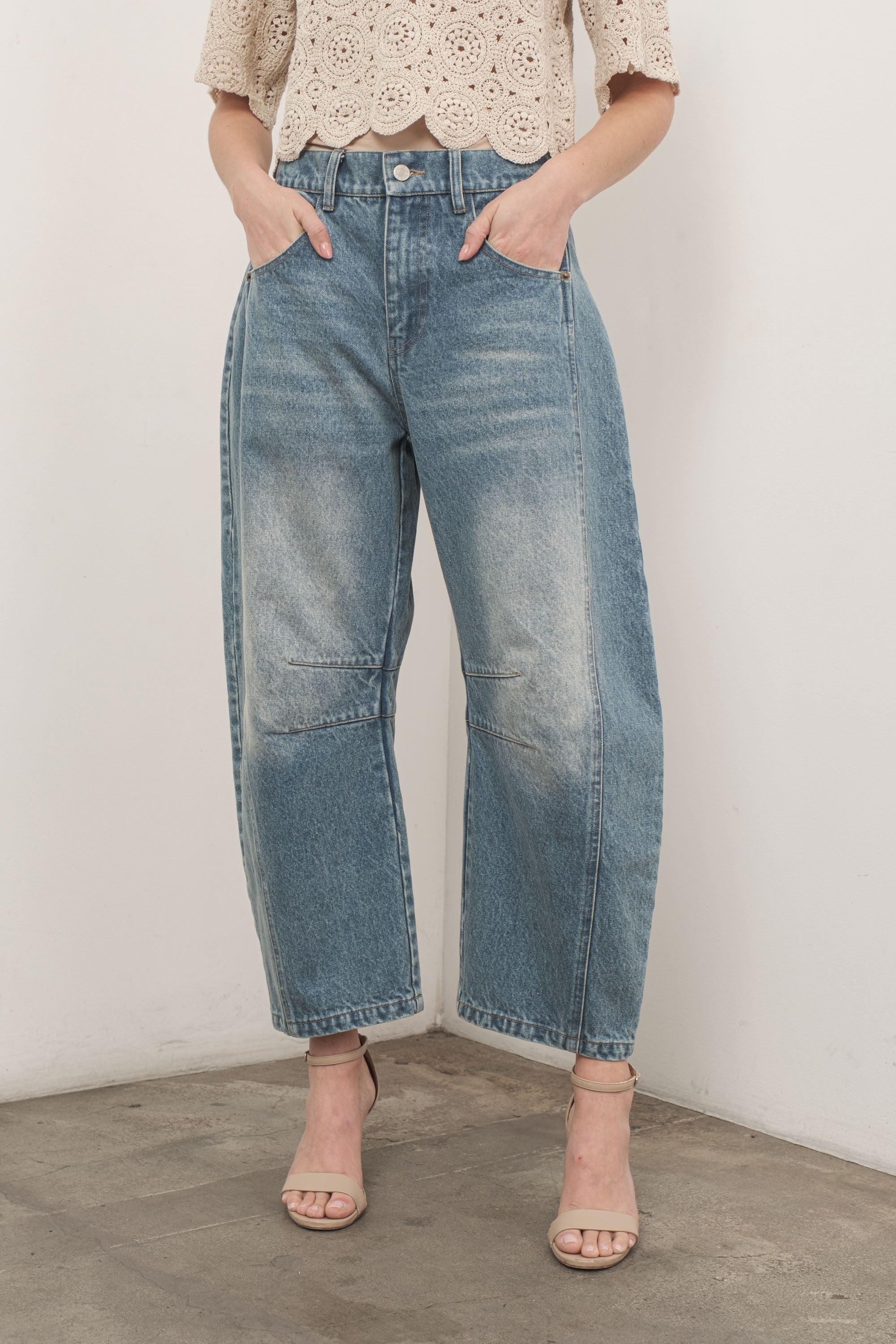  Good Luck Barrel Jeans in Washed Denim - front view