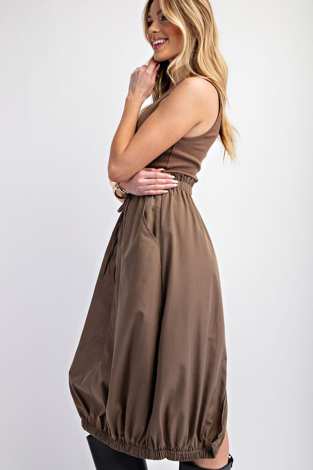 Tank Top Barrel Midi Dress Brown | All Deserved Small Tank Top Barrel Midi Dress Brown | All Deserved Small