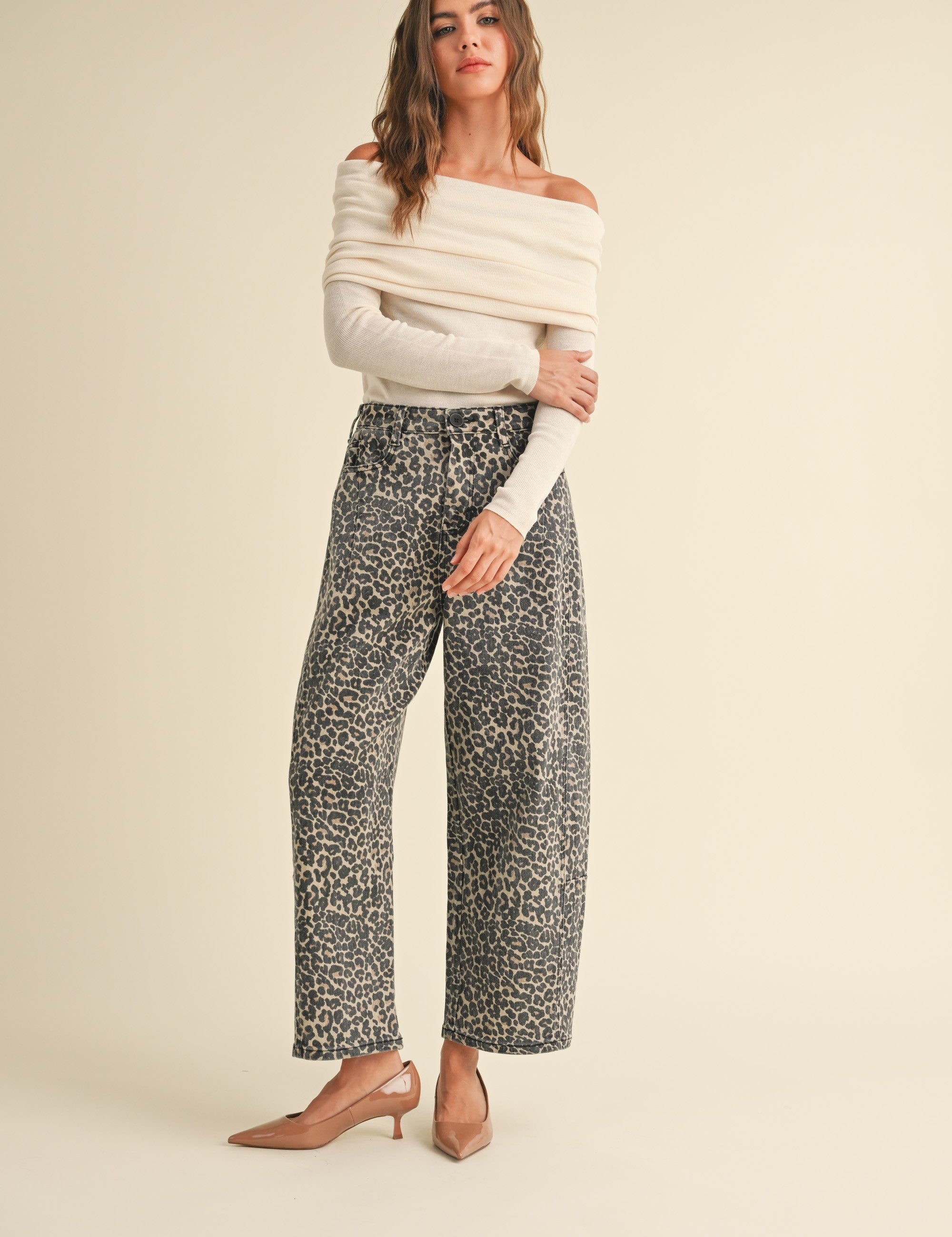 Leopard Print Barrel Denim Pants - alldeserved.com