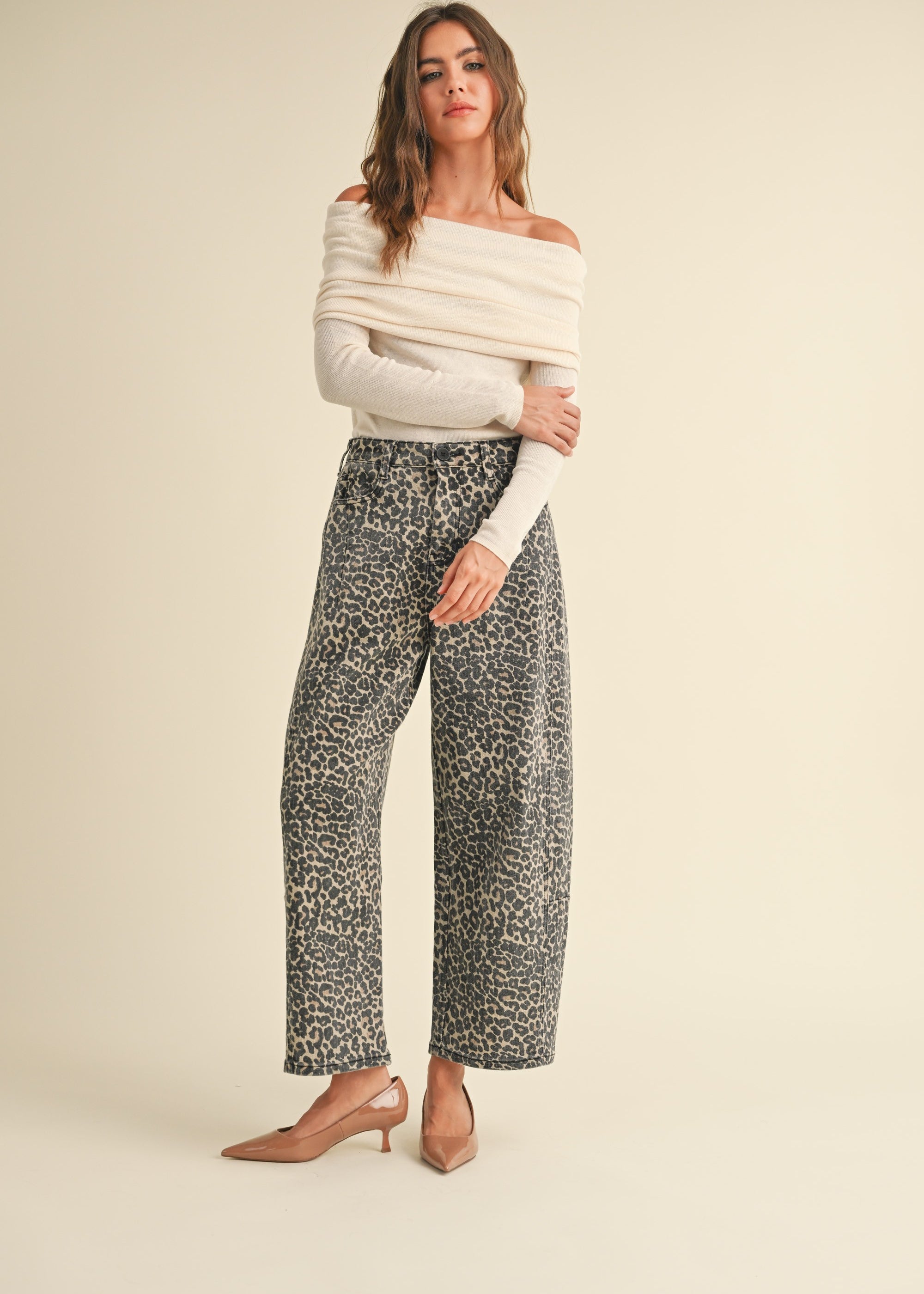 Leopard Print Barrel Denim Pants - alldeserved.com