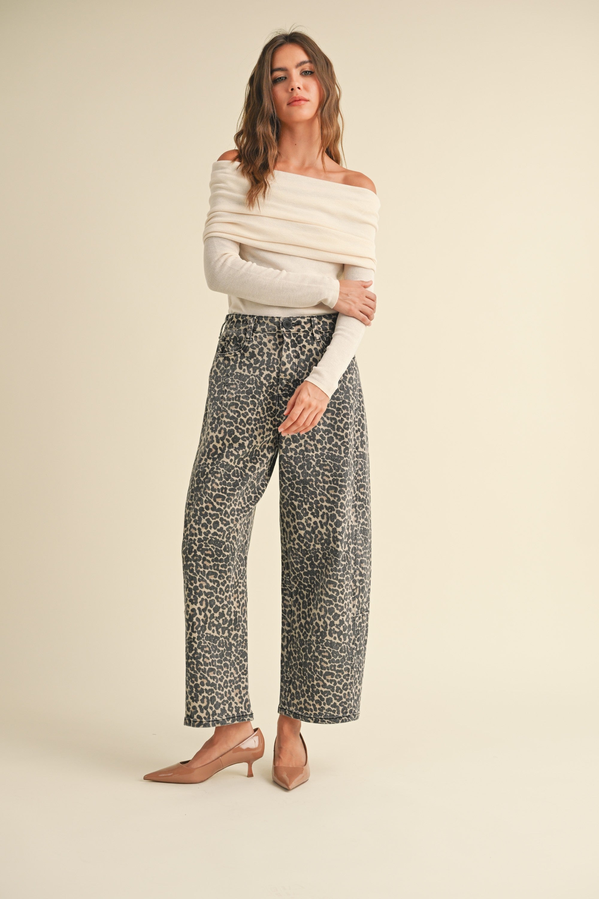 Leopard Print Barrel Denim Pants - alldeserved.com