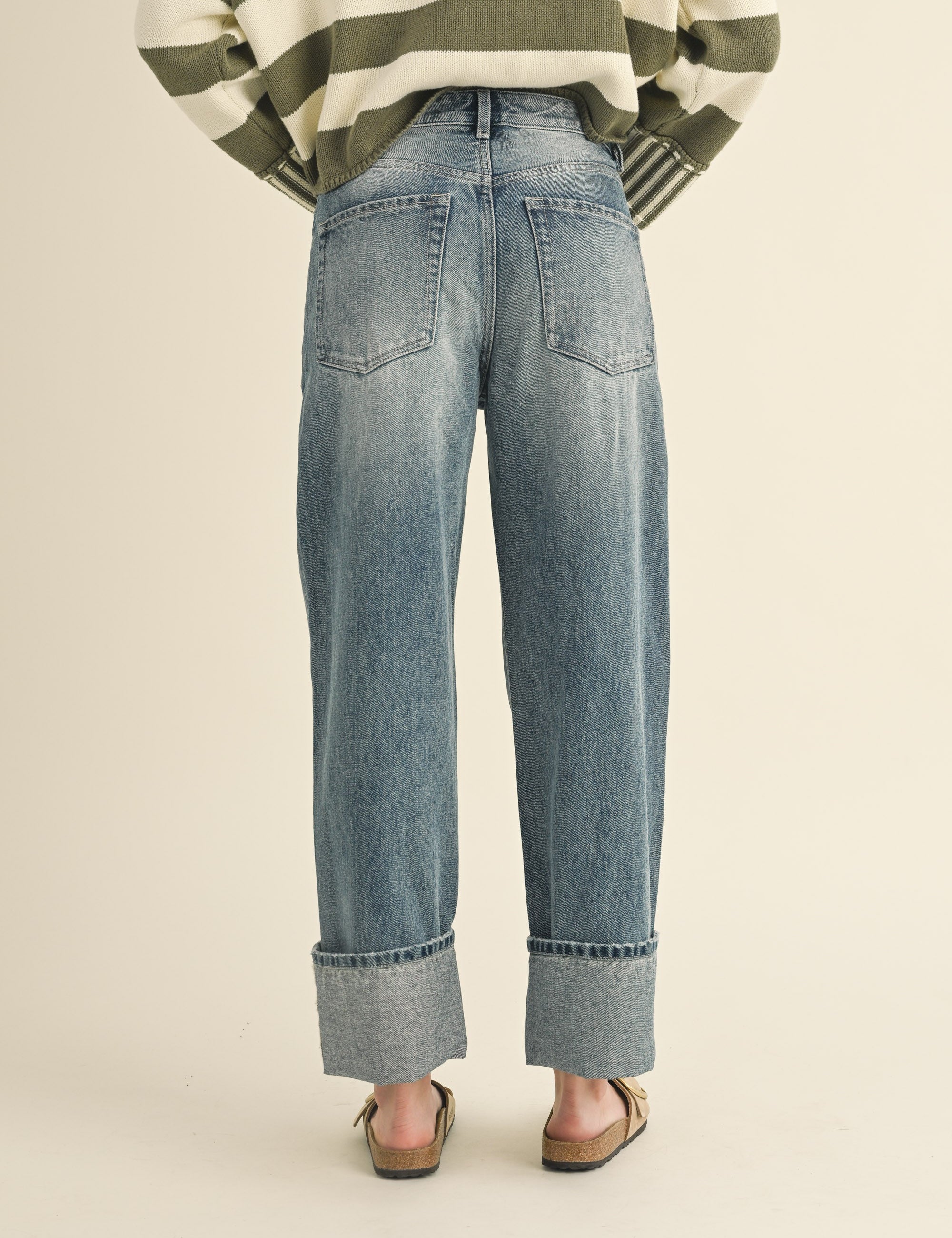 Ayla Straight Leg Cuffed Hem Jeans - alldeserved.com