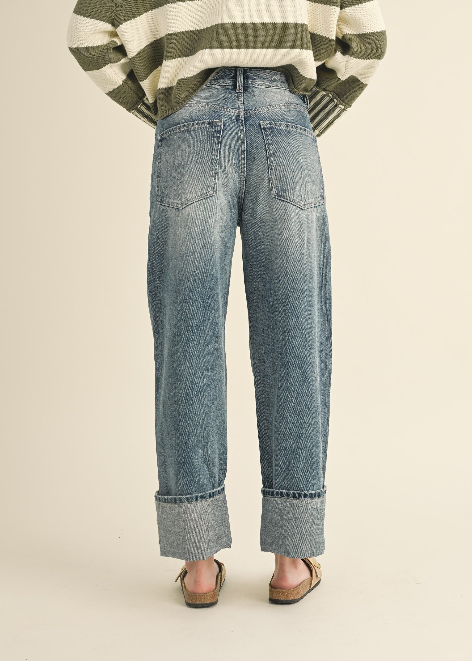 Ayla Straight Leg Cuffed Hem Jeans - alldeserved.com