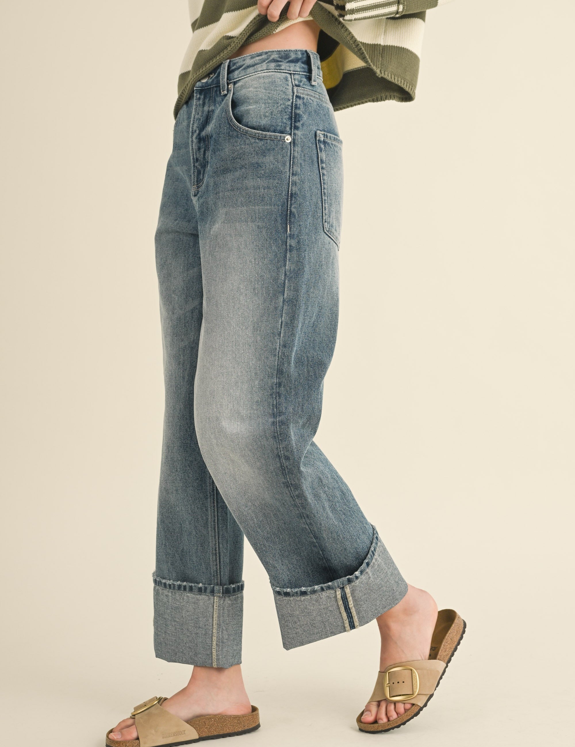 Ayla Straight Leg Cuffed Hem Jeans - alldeserved.com