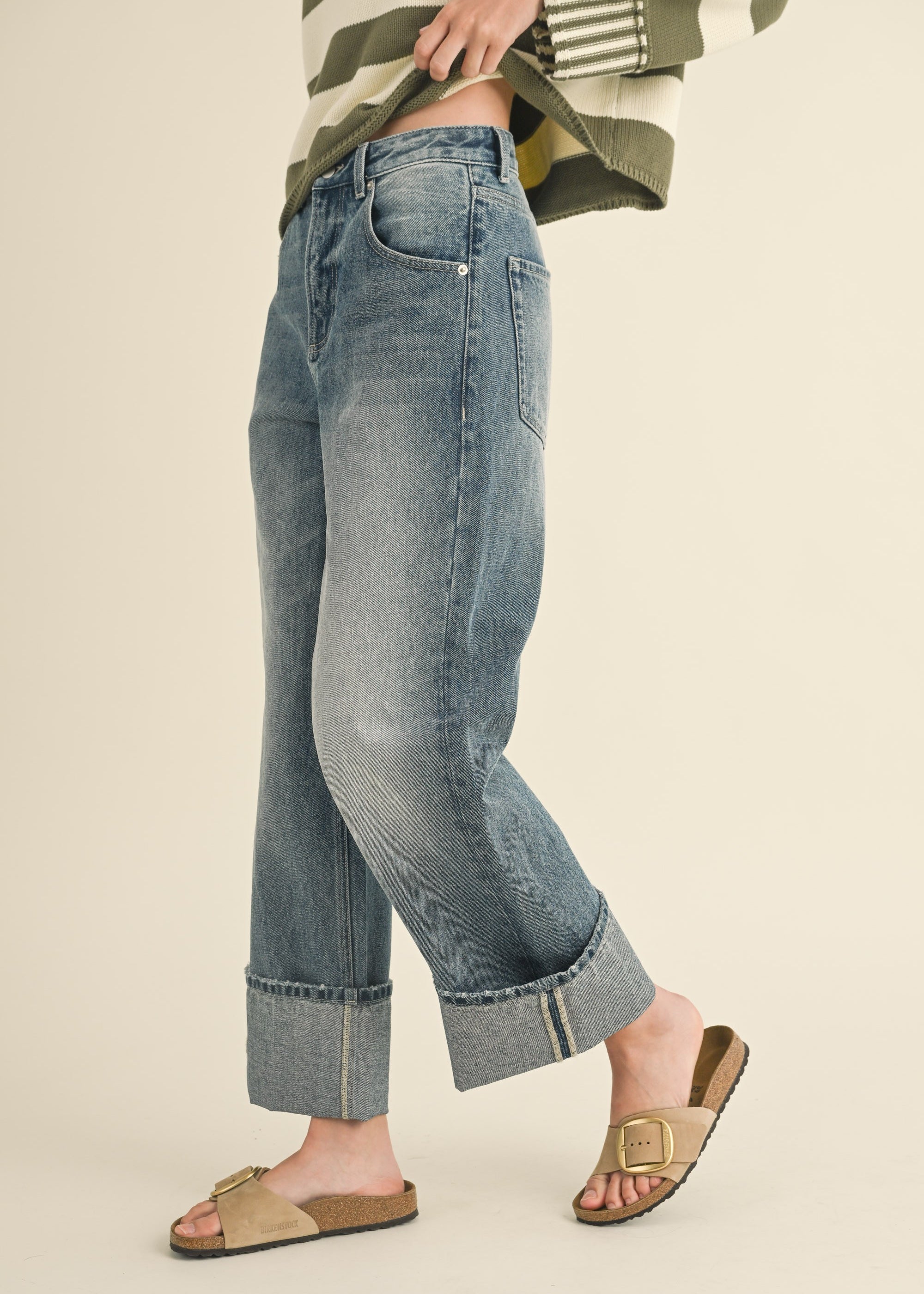 Ayla Straight Leg Cuffed Hem Jeans - alldeserved.com