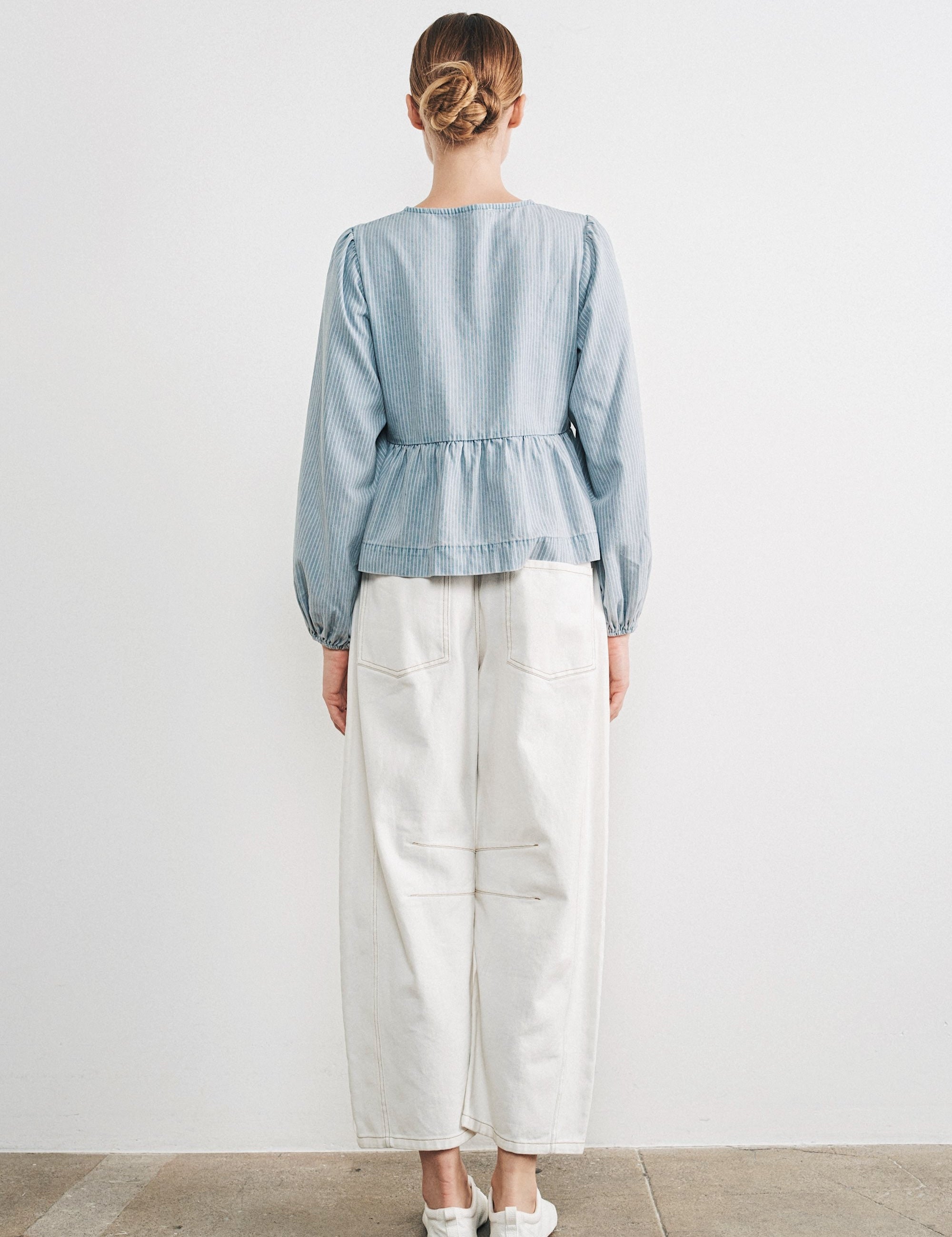 Amara Bow Denim Blouse - alldeserved.com