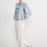 Amara Bow Denim Blouse - alldeserved.com