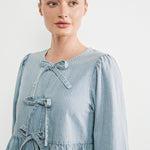 Amara Bow Denim Blouse - alldeserved.com