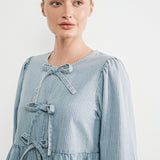 Amara Bow Denim Blouse - alldeserved.com