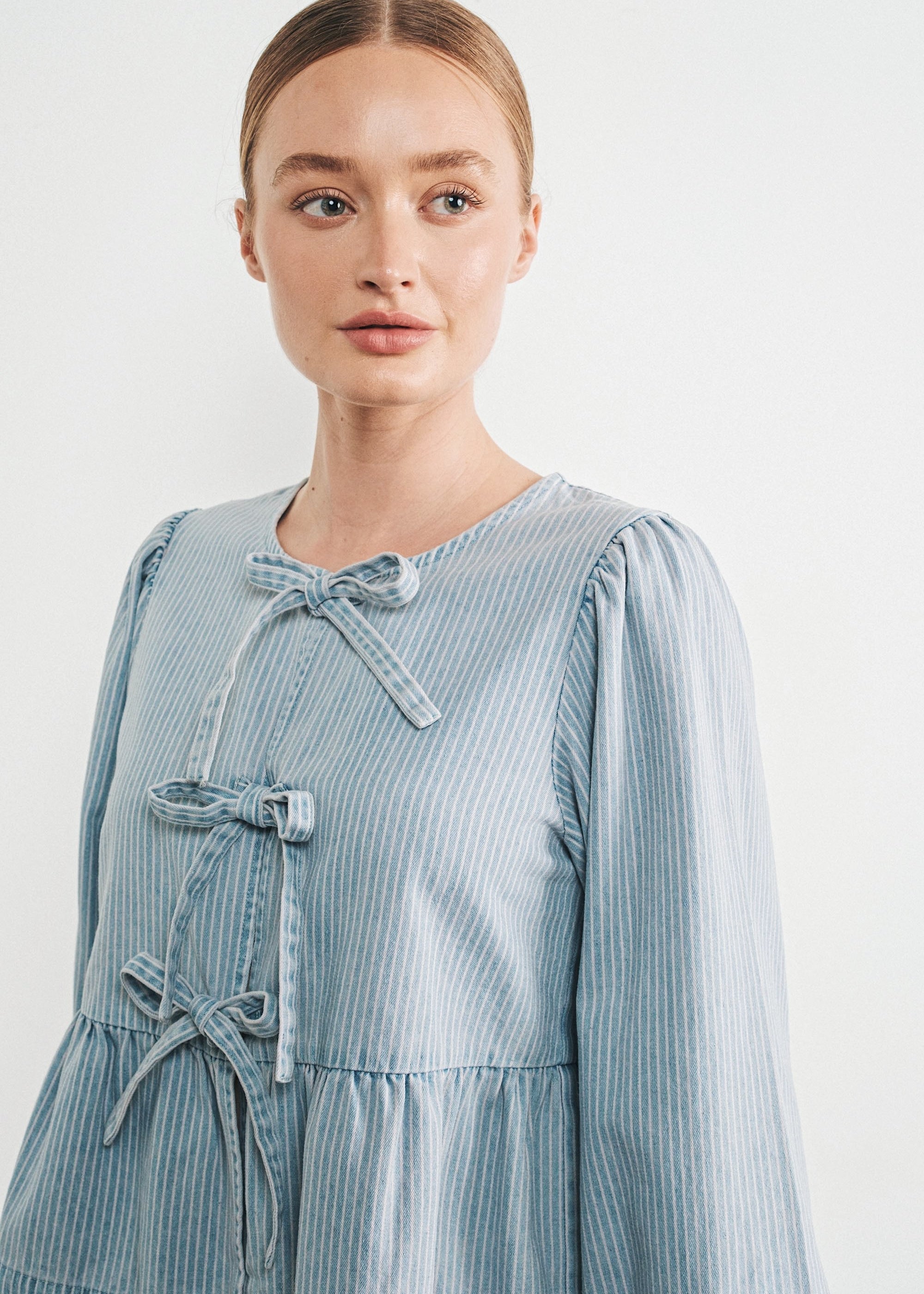 Amara Bow Denim Blouse - alldeserved.com