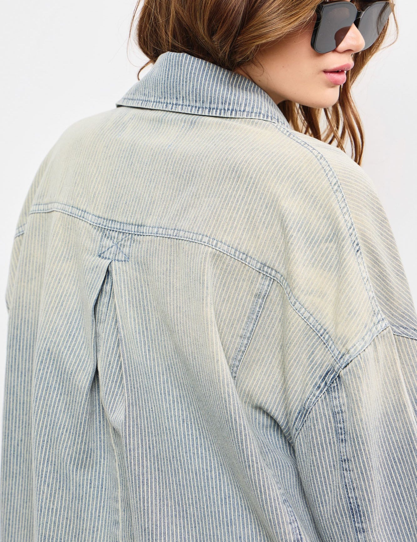 Railroad Stripe Washed Denim Jacket - alldeserved.com