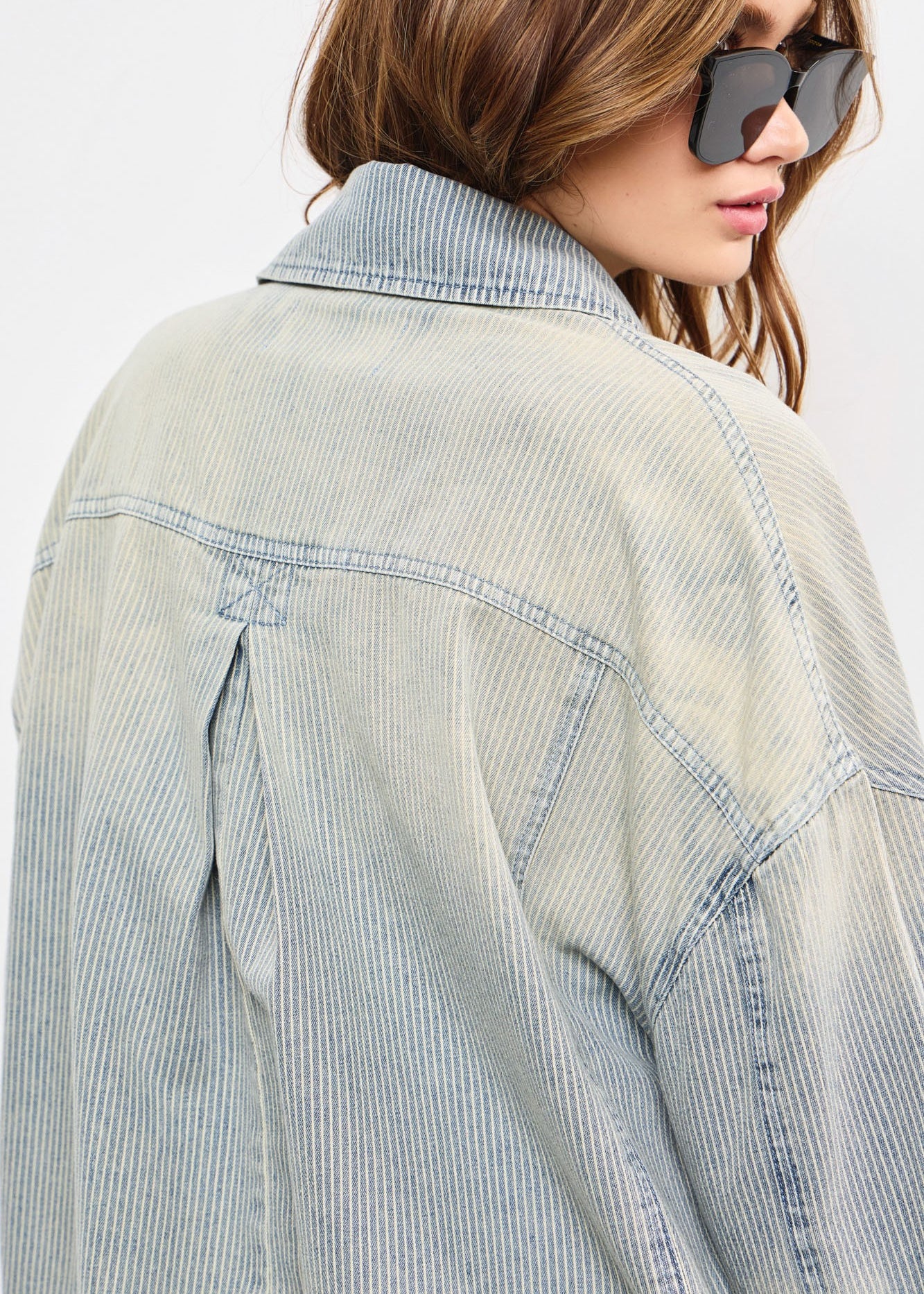 Railroad Stripe Washed Denim Jacket - alldeserved.com