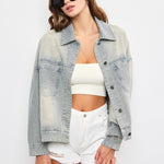 Railroad Stripe Washed Denim Jacket - alldeserved.com