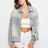 Railroad Stripe Washed Denim Jacket - alldeserved.com