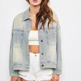Railroad Stripe Washed Denim Jacket - alldeserved.com