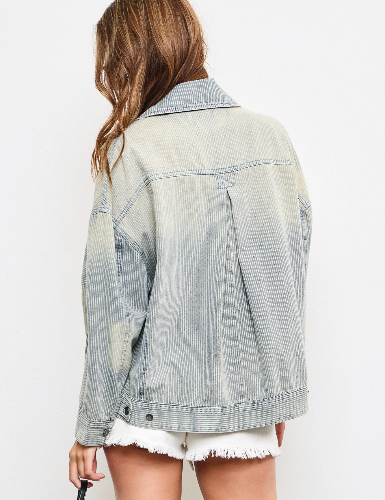 Railroad Stripe Washed Denim Jacket - alldeserved.com