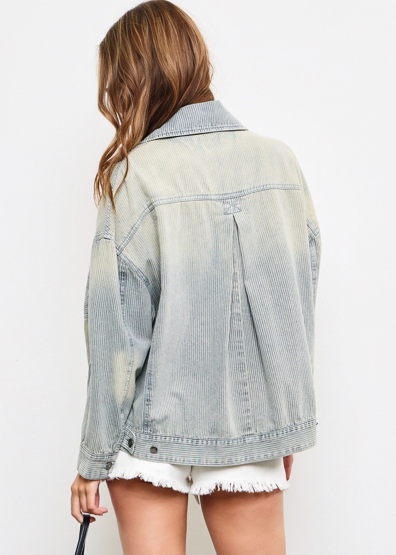 Railroad Stripe Washed Denim Jacket - alldeserved.com