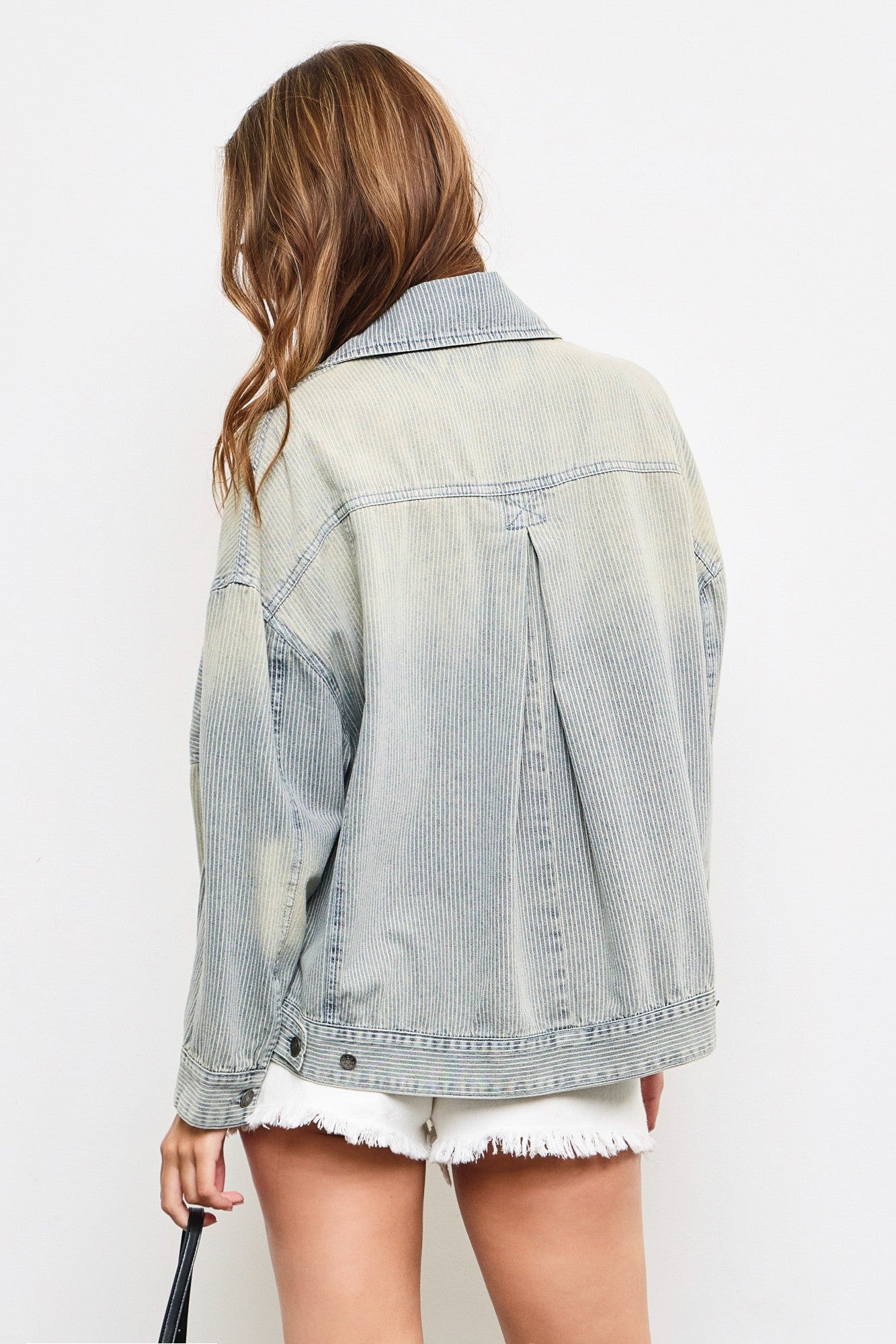 Railroad Stripe Washed Denim Jacket - alldeserved.com