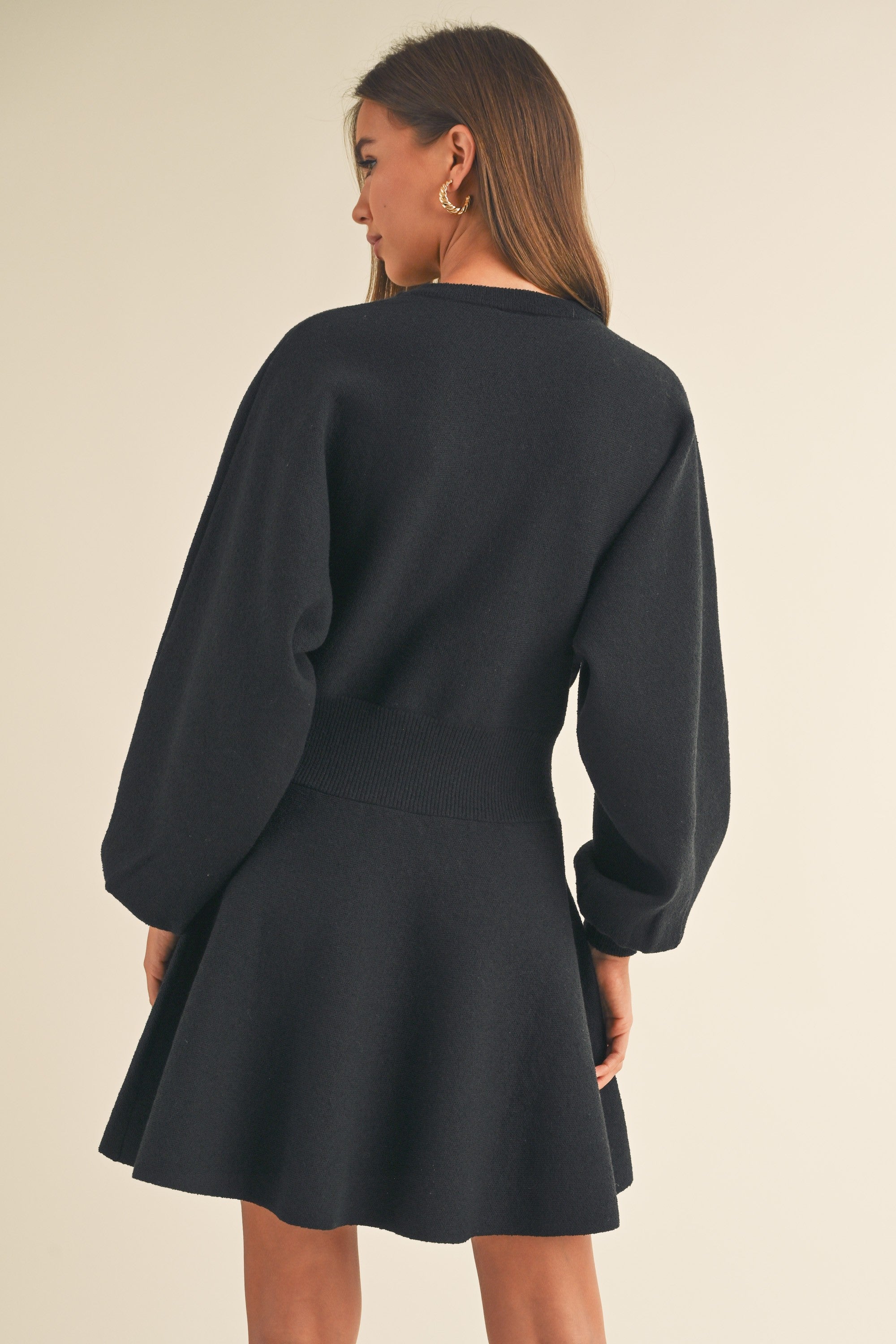 Obsessed Babydoll Sweater Dress – Black Obsessed Babydoll Sweater Dress – Black