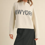 New York Print Casual Sweater - alldeserved.com