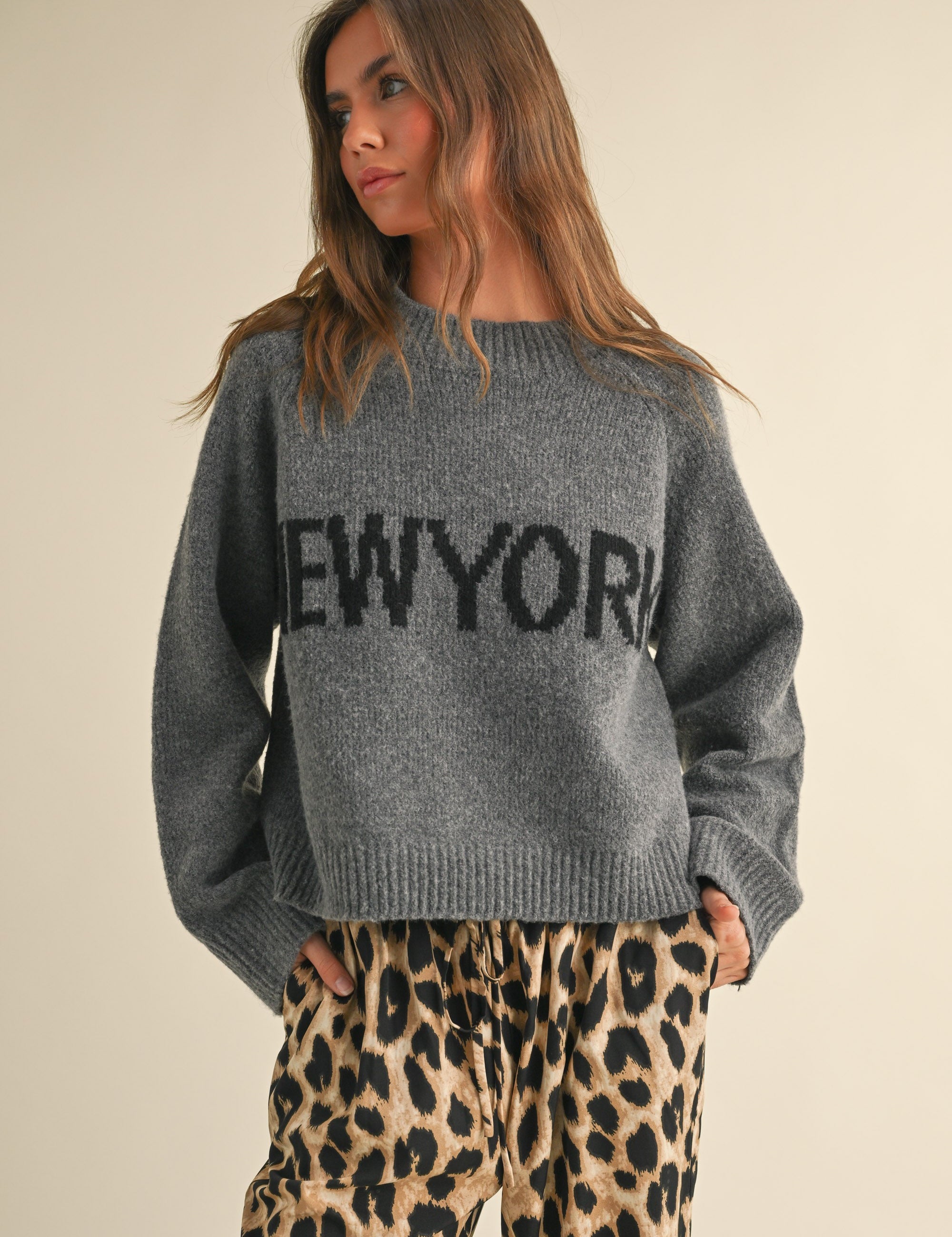 New York Print Casual Sweater - alldeserved.com