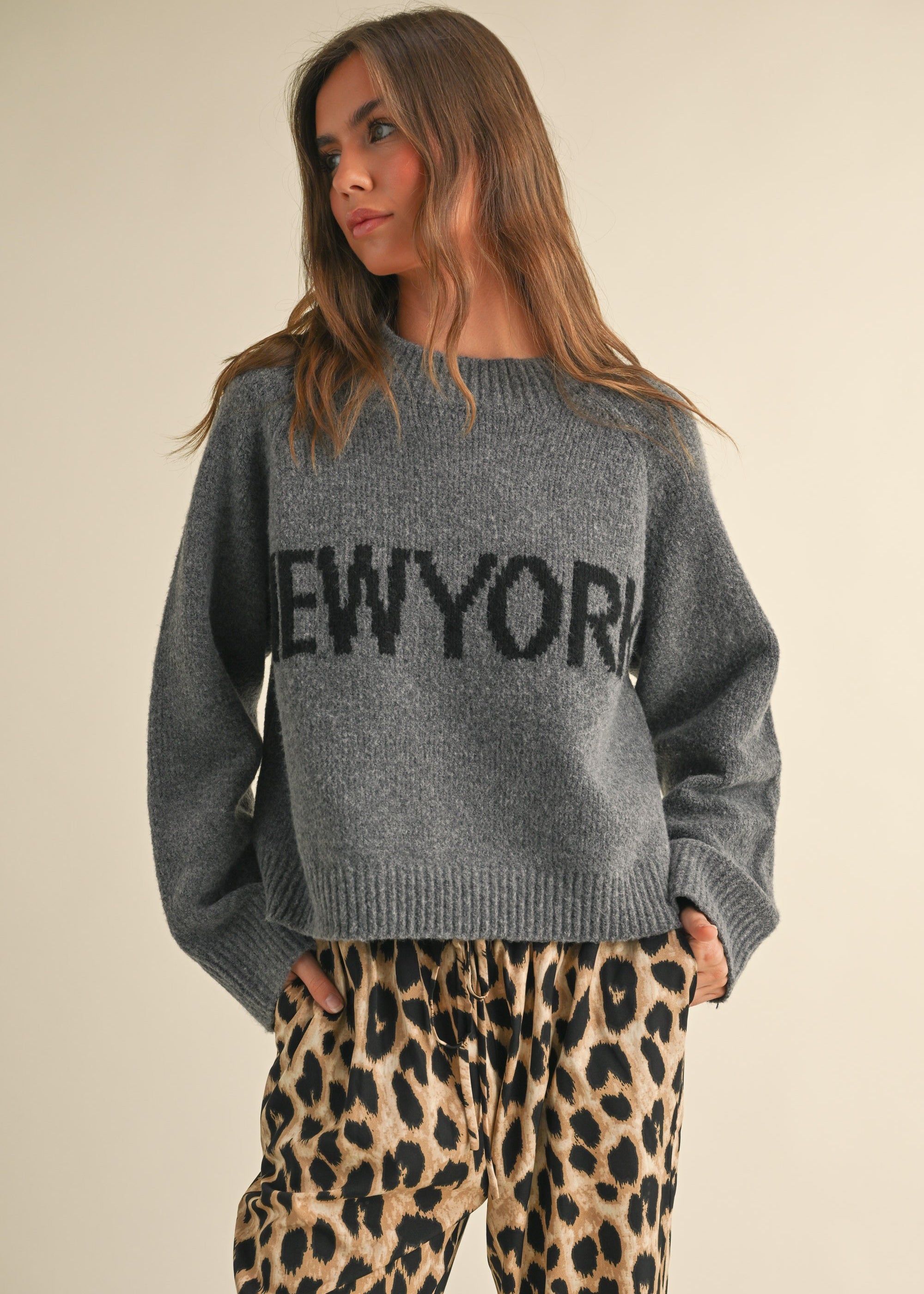 New York Print Casual Sweater - alldeserved.com
