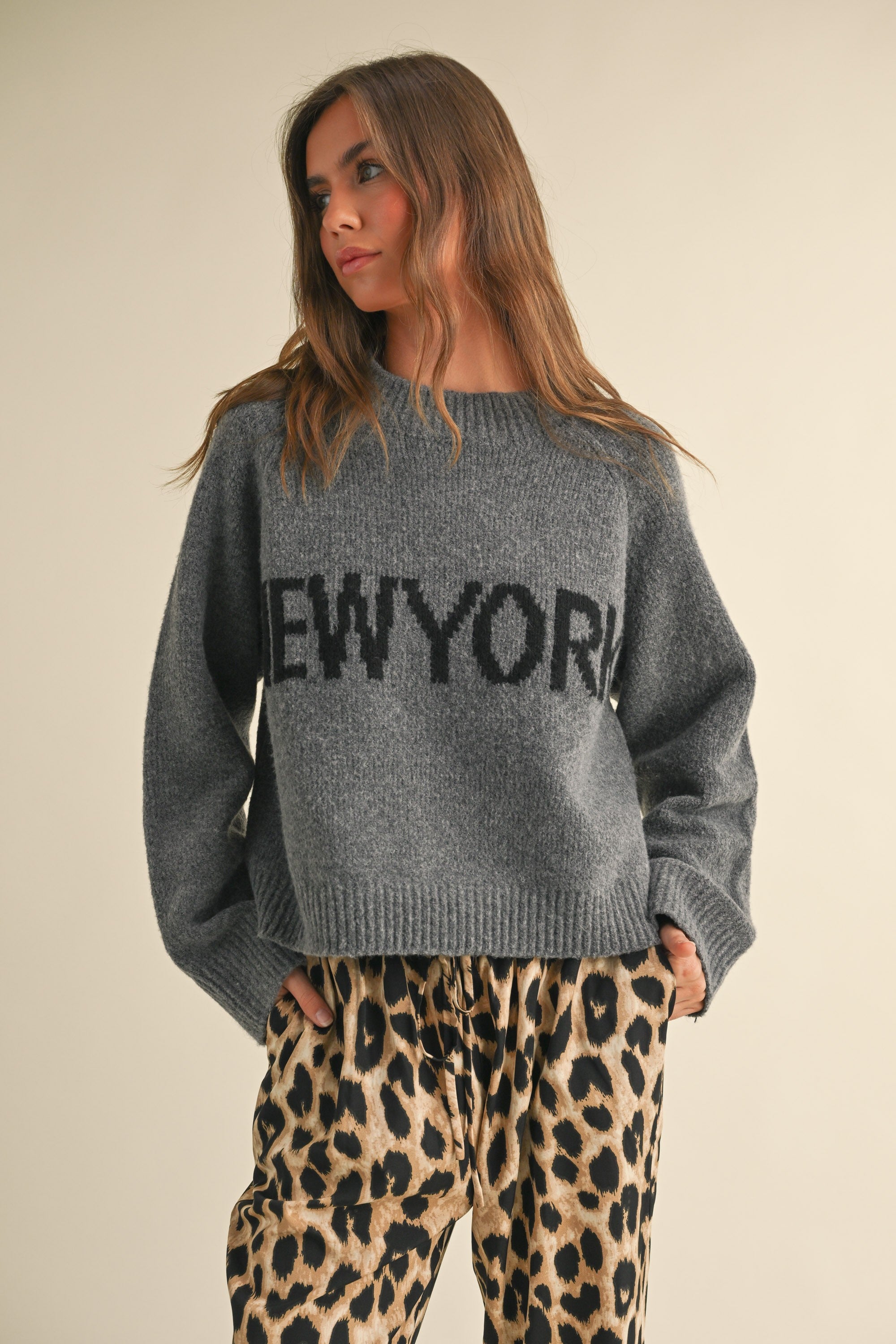 New York Print Casual Sweater - alldeserved.com
