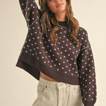 Heartbeat Patterned Cropped Sweater - alldeserved.com