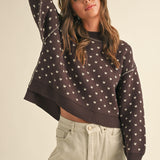 Heartbeat Patterned Cropped Sweater - alldeserved.com