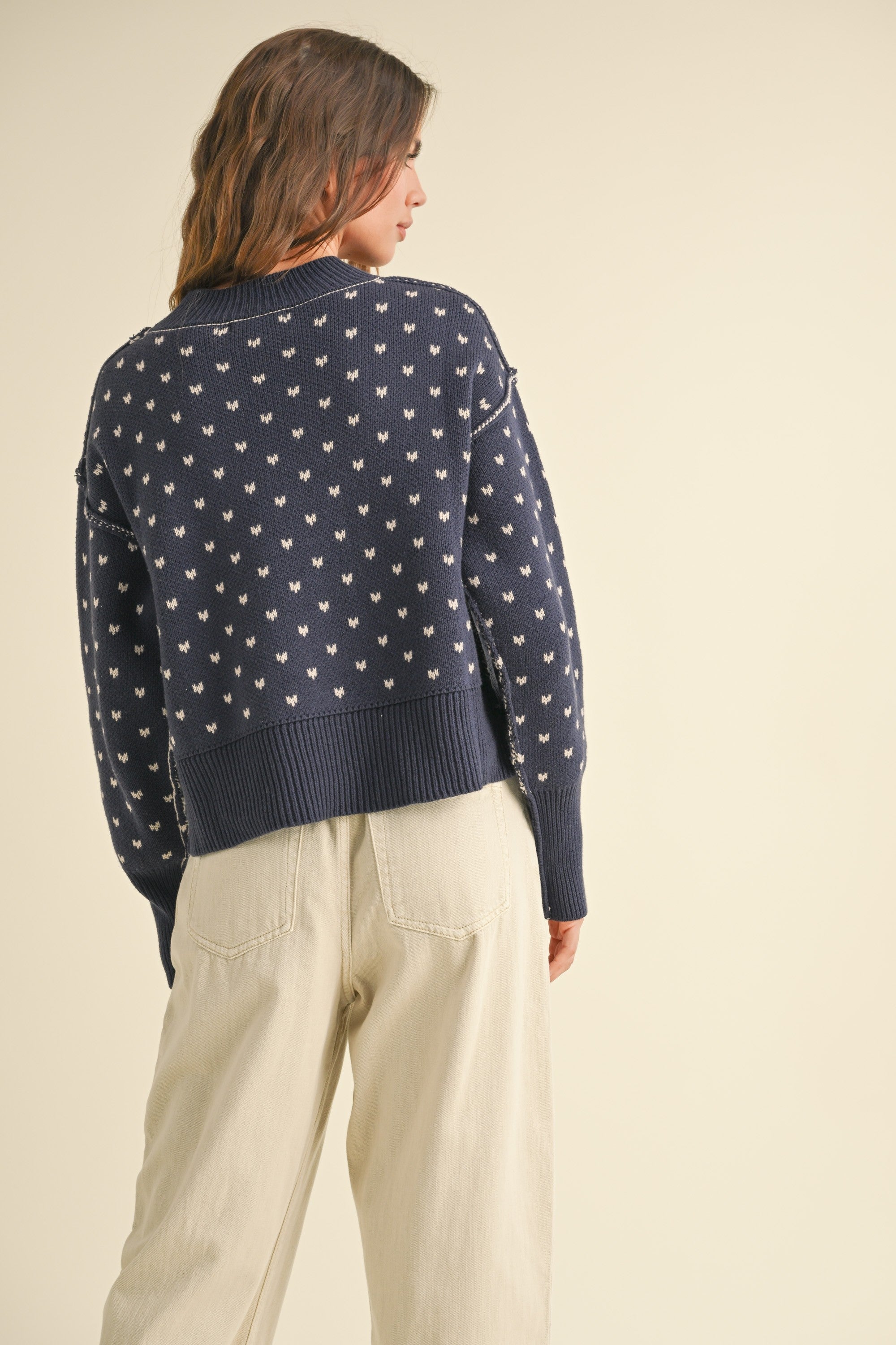 Heartbeat Patterned Cropped Sweater - alldeserved.com