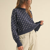 Heartbeat Patterned Cropped Sweater - alldeserved.com