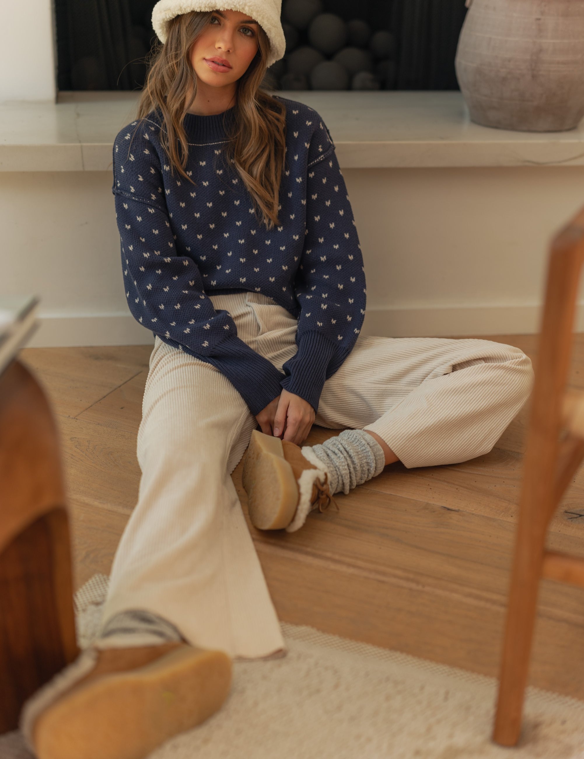 Heartbeat Patterned Cropped Sweater - alldeserved.com