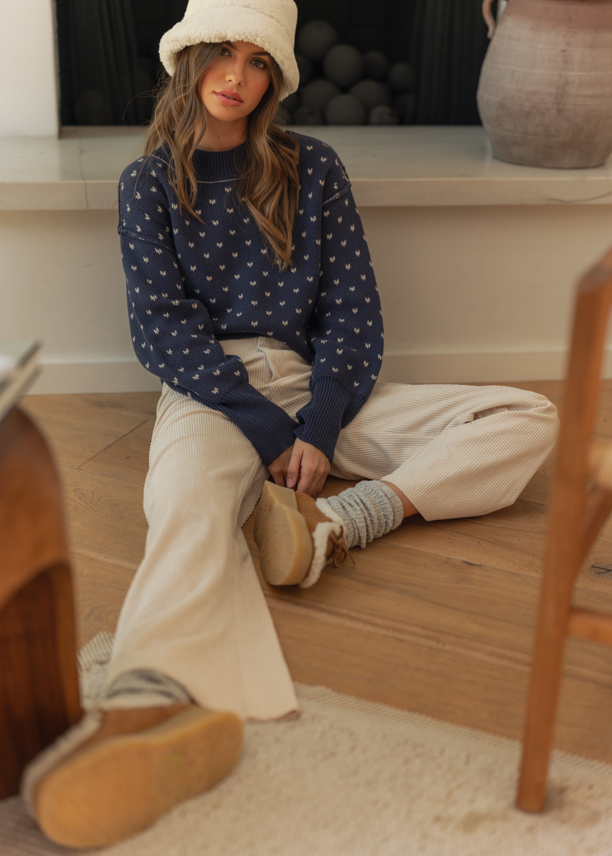 Heartbeat Patterned Cropped Sweater - alldeserved.com