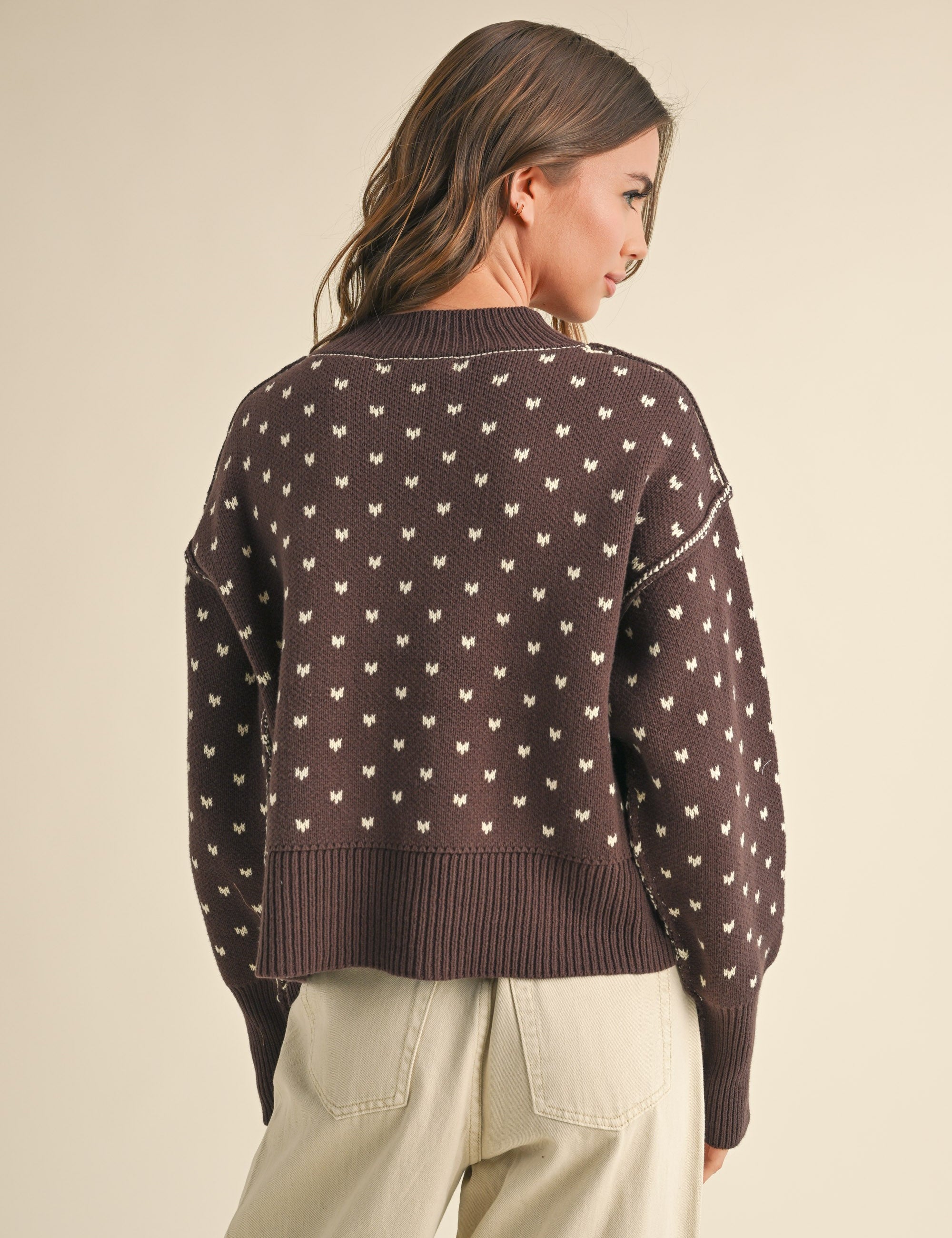 Heartbeat Patterned Cropped Sweater - alldeserved.com